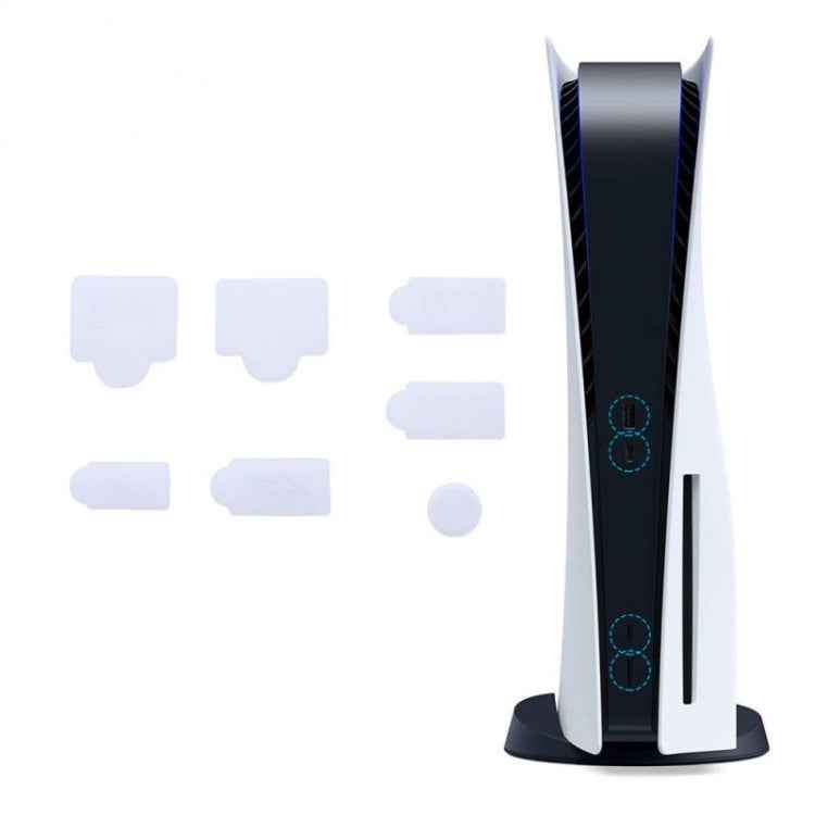 For PS5 2sets 7pcs/Set Dust Plug Silicone Dust Protector Anti-Dust Cover, White, Red, Blue, Black