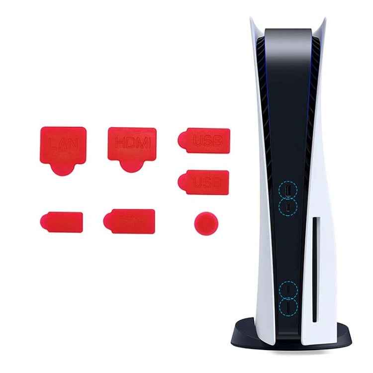 For PS5 2sets 7pcs/Set Dust Plug Silicone Dust Protector Anti-Dust Cover