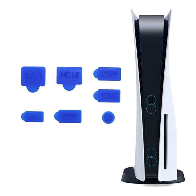 For PS5 2sets 7pcs/Set Dust Plug Silicone Dust Protector Anti-Dust Cover