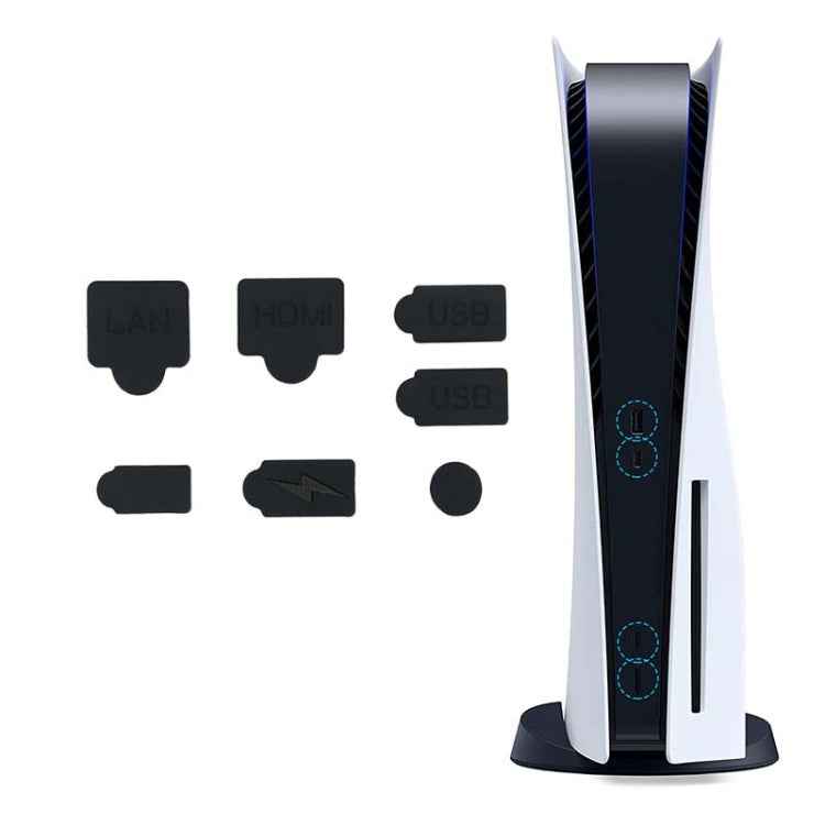 For PS5 2sets 7pcs/Set Dust Plug Silicone Dust Protector Anti-Dust Cover, White, Red, Blue, Black