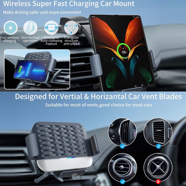 For Samsung Galaxy Z Fold4 / 3 S10 Folding Screen Mobile Phone Vehicle Bracket Dual Coil Wireless Charger