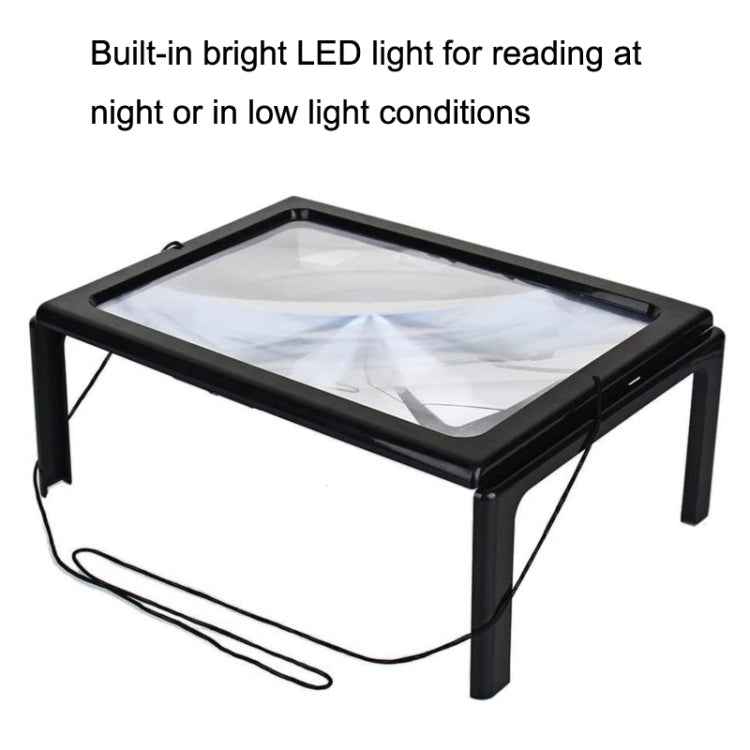 WJ10015 Full Page Reading LED Light Three-dimensional Folding Bracket Magnifying Glass