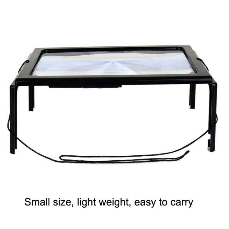 WJ10015 Full Page Reading LED Light Three-dimensional Folding Bracket Magnifying Glass
