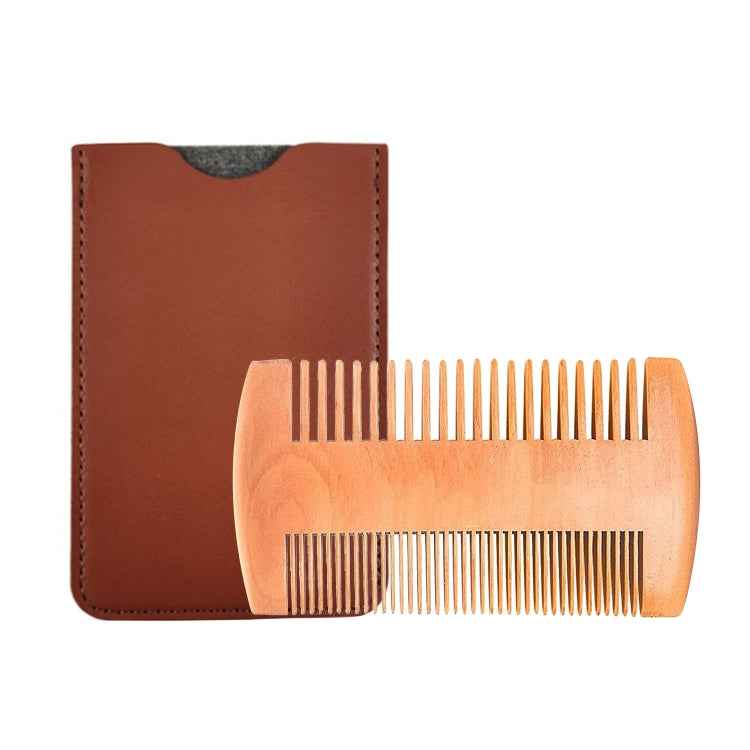 TW-BC90 Beard Wooden Comb Beard Shape Double-Sided Comb With PU Leather Case