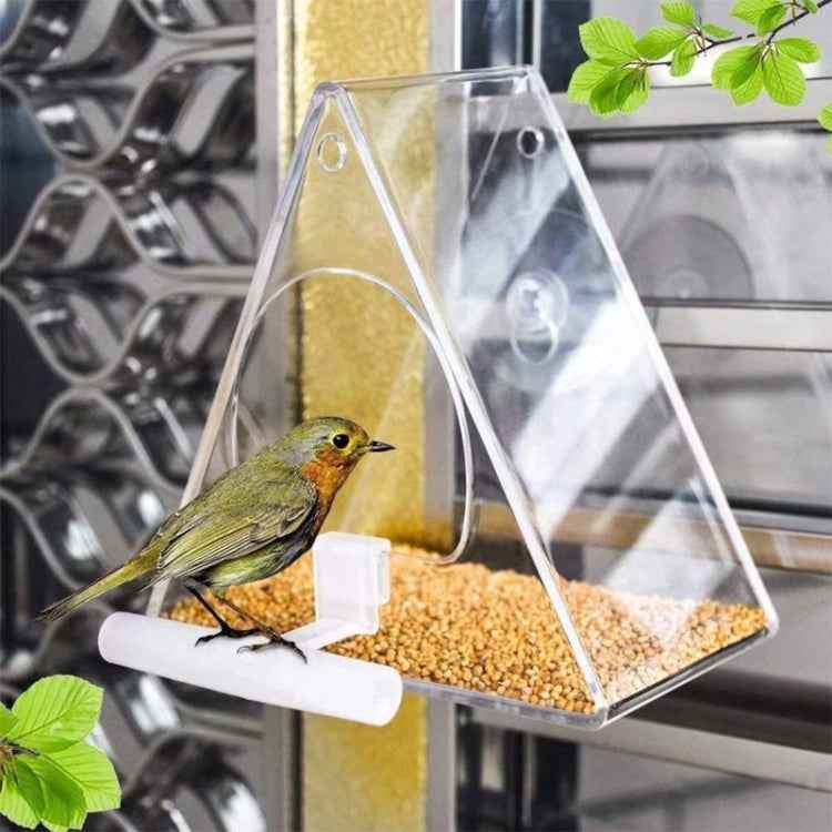 Acrylic Bird Cage Transparent Pet Box Triangle Bird Feeder