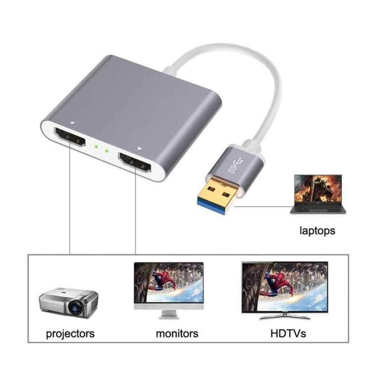 USB 3.0 To Dual HDMI High Definition Converter 4K USB Same Screen Extender