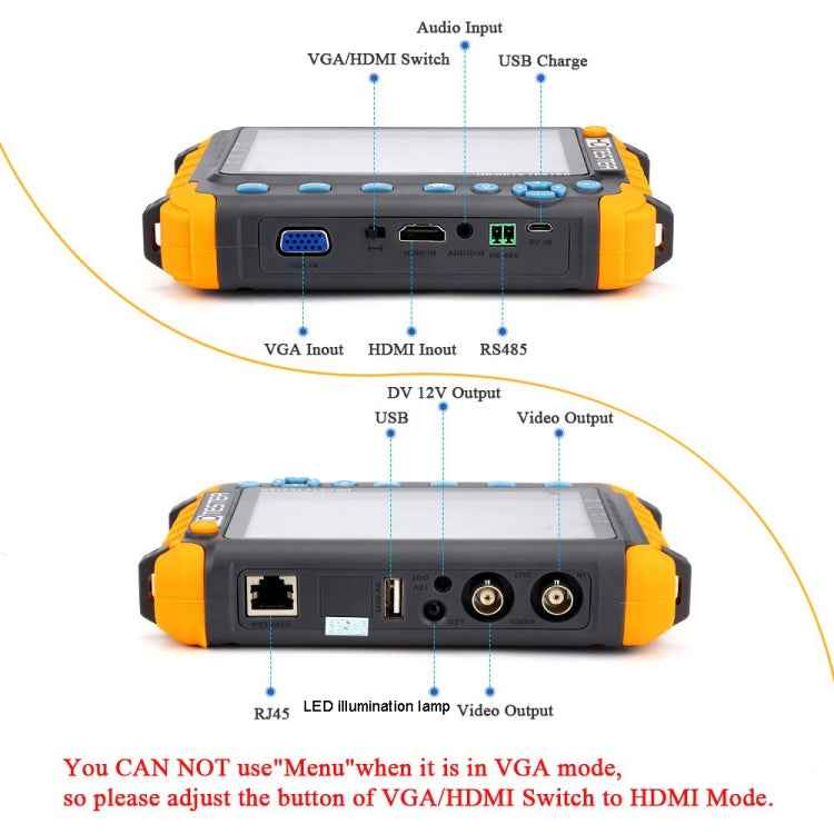 5800ACT-VH 5 Inch Large Screen Engineering Treasure Coaxial AHD / TVI / CVI 8MP Analog Video Surveillance Tester, US Plug