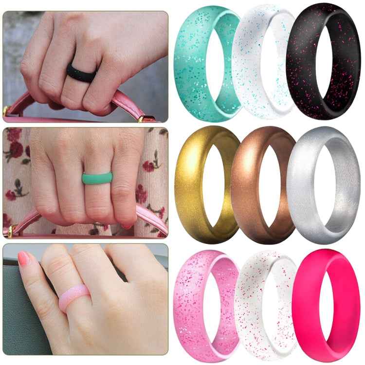 SH100 5.7mm Wide Silicone Ring Glitter Couple Ring