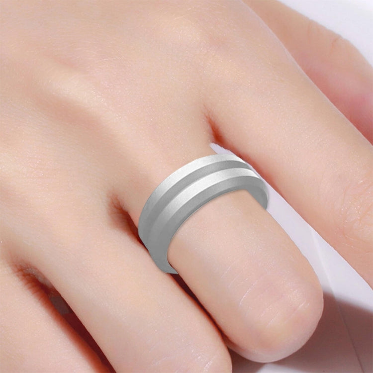 SiR053 V Shaped Grooved Edge Silicone Ring Outdoor Sports Couple Ring, No.13, No.14