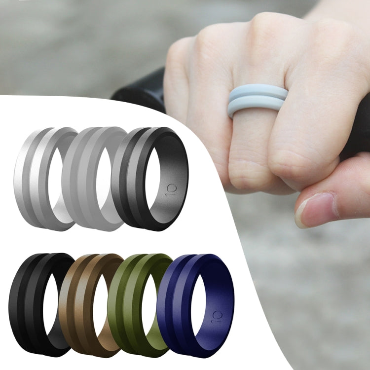 SiR053 V Shaped Grooved Edge Silicone Ring Outdoor Sports Couple Ring, No.13, No.14