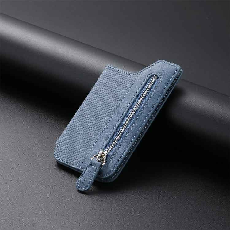 Phone ID Card Holder PU Leather Flap Zipper Wallet Card Holder Bag Adhesive Case