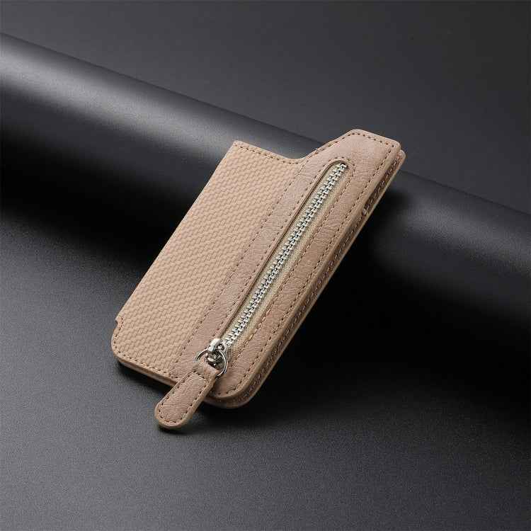 Phone ID Card Holder PU Leather Flap Zipper Wallet Card Holder Bag Adhesive Case