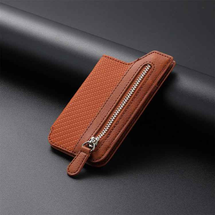 Phone ID Card Holder PU Leather Flap Zipper Wallet Card Holder Bag Adhesive Case