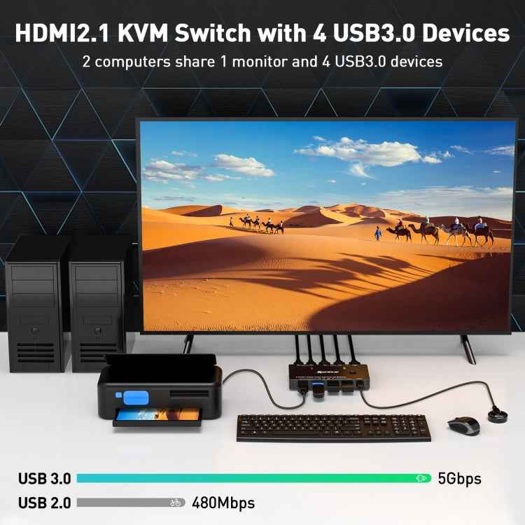 KC-KVM8201 USB3.0 Switch U Disk Printer Two Computers To Share 8K HDMI KVM Switch
