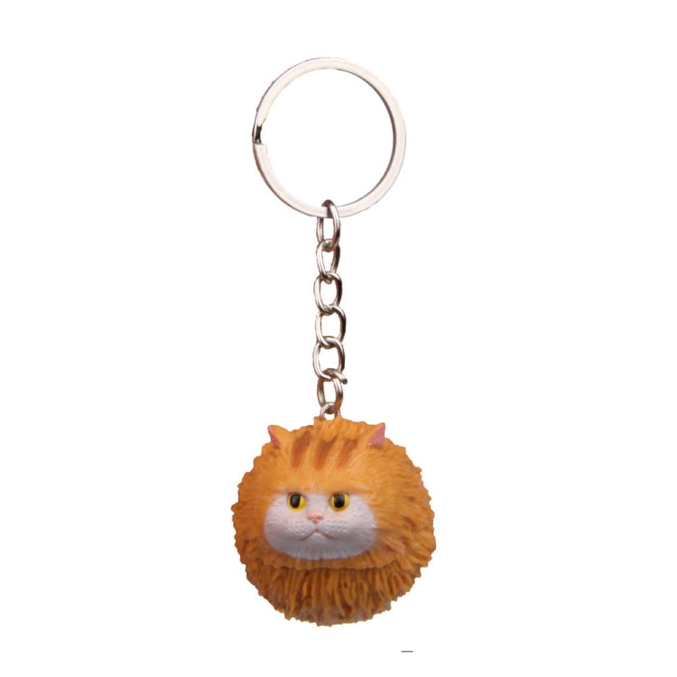 Round Little Tiger Cat Keychain Cartoon Key Ring Ornament, 3 Color, Black, Coffee White, Yellow White, Gray, White