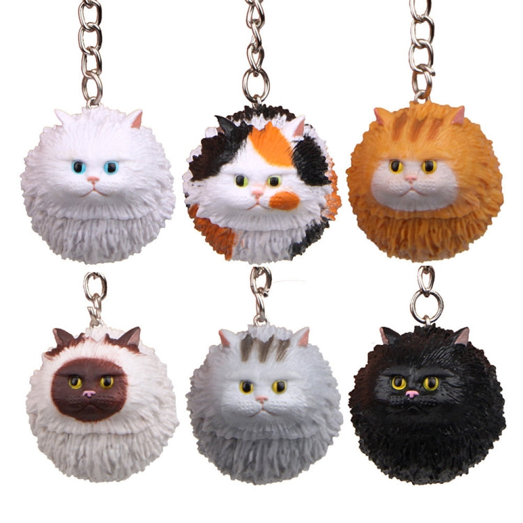 Round Little Tiger Cat Keychain Cartoon Key Ring Ornament, 3 Color, Black, Coffee White, Yellow White, Gray, White