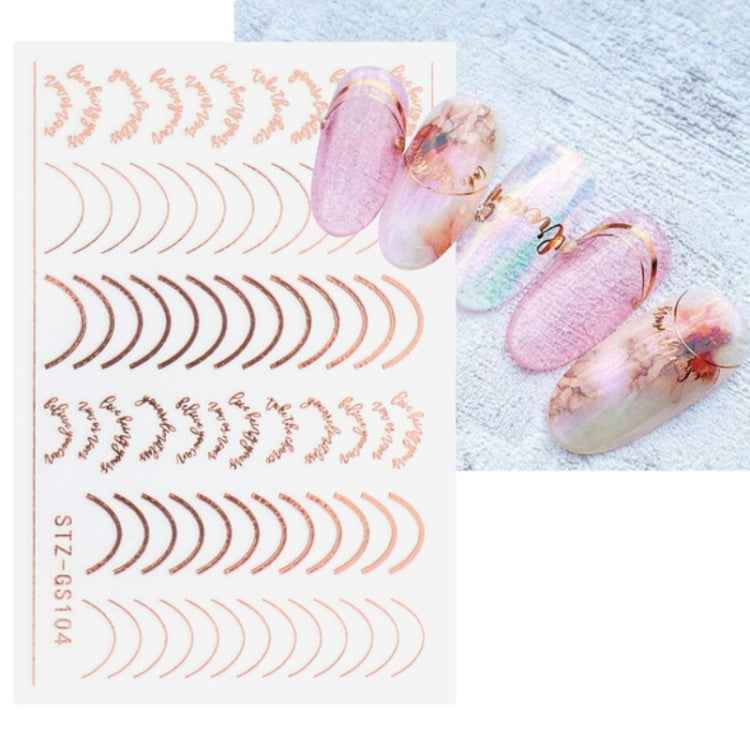 Gold Silver Manicure Stickers Imitation Metal Line Adhesive Nail Stickers, Stz-GS104 Rose Gold, Stz-GS104 Gold, Stz-GS004 Rose Gold, Stz-GS005 Rose Gold, Stz-GS011 Rose Gold, Stz-GS104 Silver, Stz-C032, Stz-C033