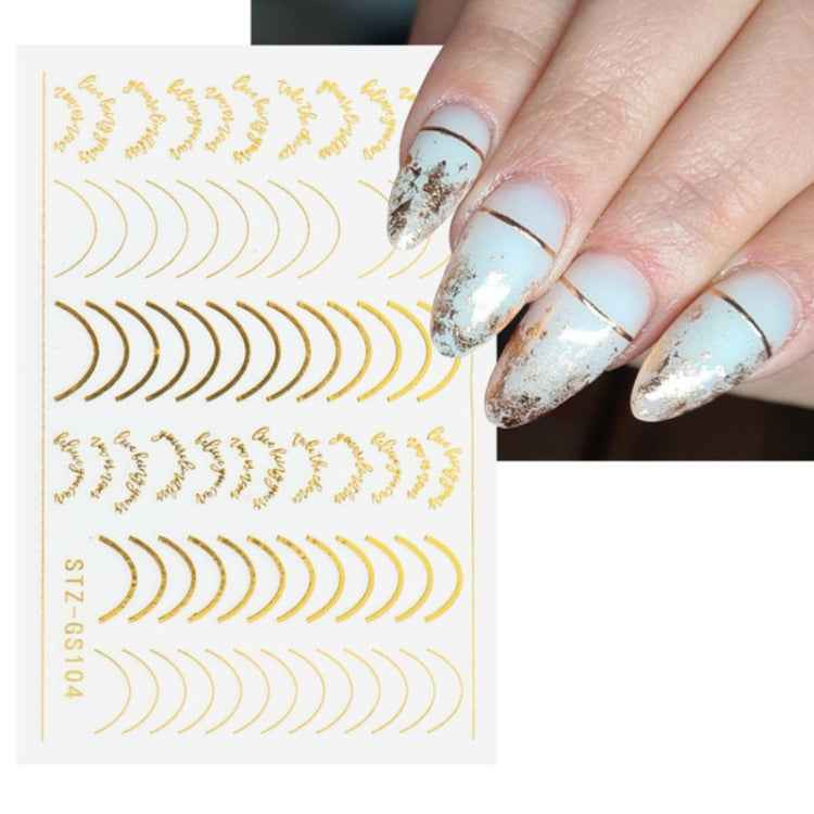 Gold Silver Manicure Stickers Imitation Metal Line Adhesive Nail Stickers