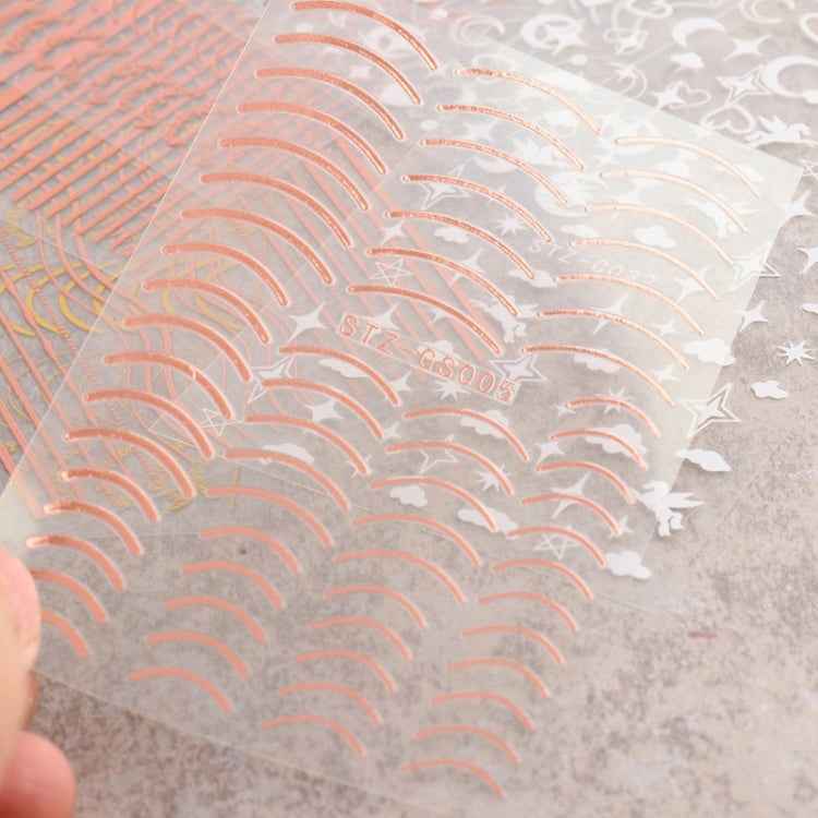 Gold Silver Manicure Stickers Imitation Metal Line Adhesive Nail Stickers