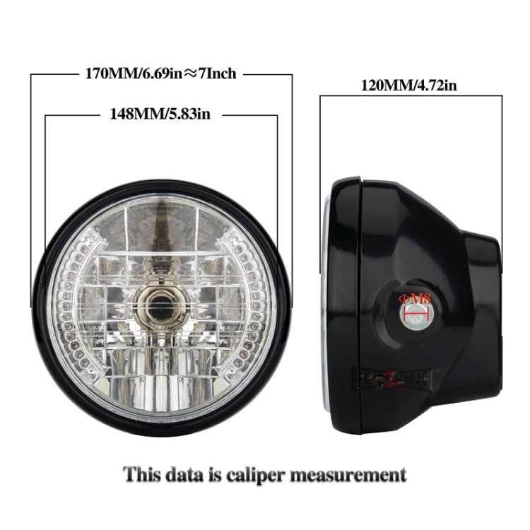 Motorcycle 7 Inch LED Headlamp Angel Ring Steering Function With Bracket