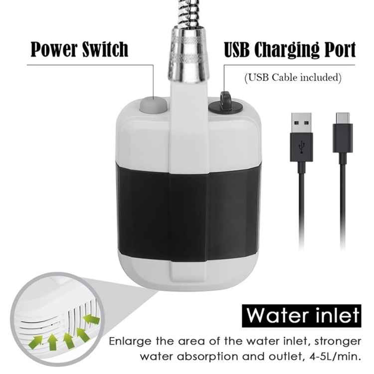 KE-801 Outdoor Electric Shower Camping Rechargeable Portable Shower Head, KE-801 2200mAh