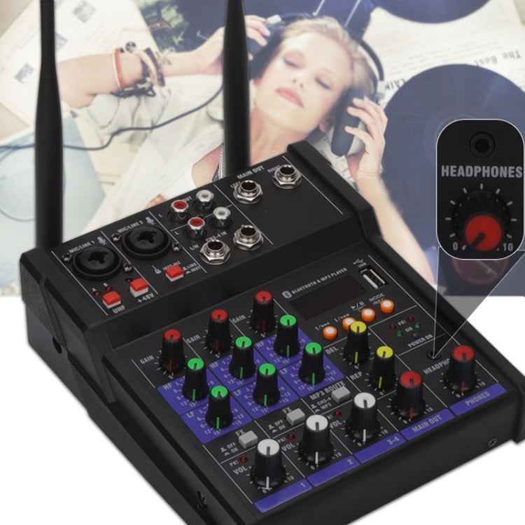 G4-M1 4-way Mixer with Wireless Microphone Effect Device Small K Song Recording Bluetooth Mixer, 4-way