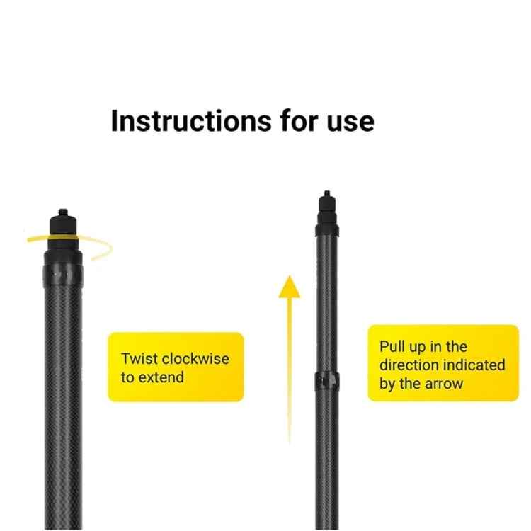 Carbon Fiber Extended Monopod Invisible Selfie Stick For Insta360 / DJI Action / GoPro / Xiao Yi Sports Camera, 1.5m, 3m, 5m
