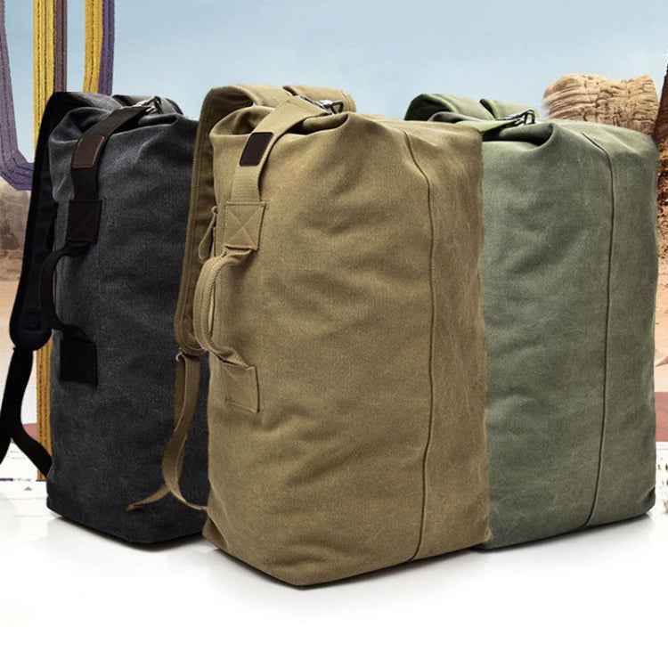FM308 Large Capacity Outdoor Travel Man Canvas Double Shoulder Backpack Student Schoolbag, Large Green, Small Khaki, Small Black, Small Green, Large Khaki, Large Black