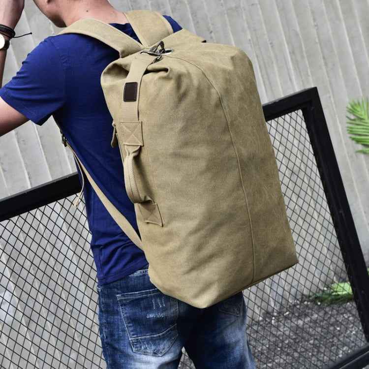 FM308 Large Capacity Outdoor Travel Man Canvas Double Shoulder Backpack Student Schoolbag, Large Green, Small Khaki, Small Black, Small Green, Large Khaki, Large Black