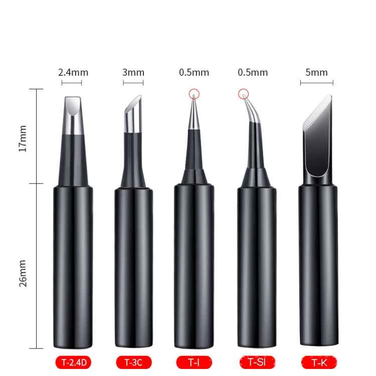 5-in-1 Universal 936 Soldering Station Solder Iron Welding Tip Head Set, Black, Class A Black