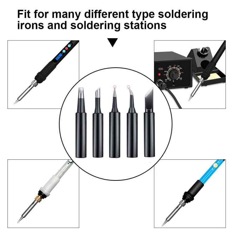 5-in-1 Universal 936 Soldering Station Solder Iron Welding Tip Head Set, Black, Class A Black