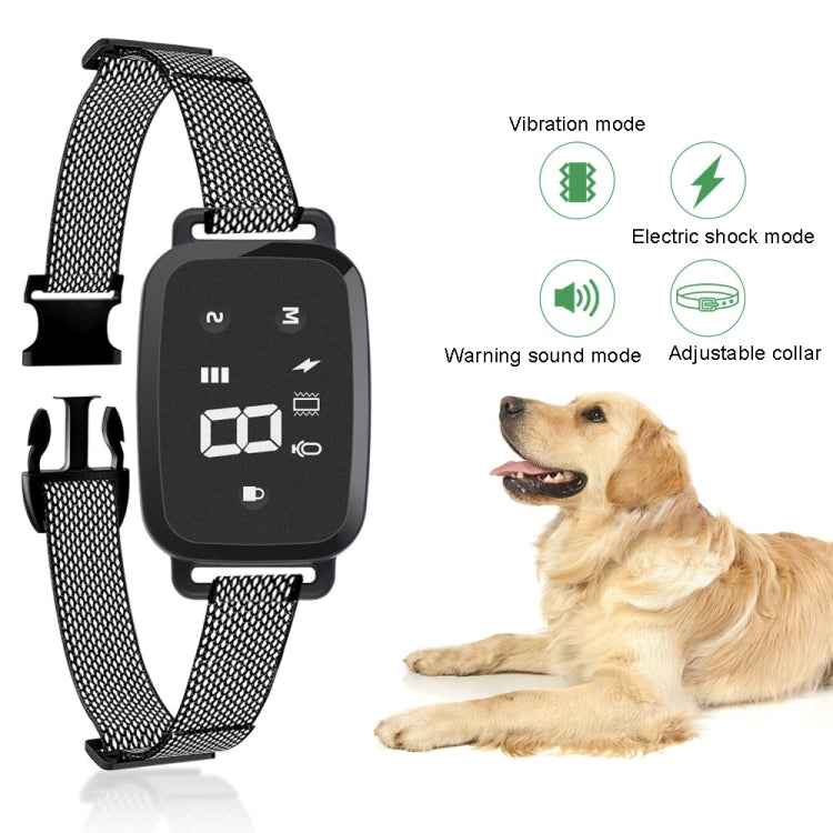 PT221 Intelligent Automatic Electric Strike Collar Touch Digital Display Rechargeable Waterproof Dog Trainer Stop Barker, 3 Training Modes