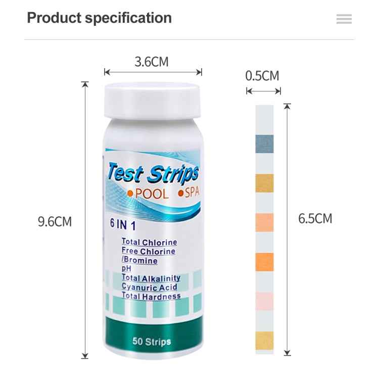 50pcs PH075 6 In 1 Residual Chlorine PH Water Quality Detector PH Test Paper, Package Random Delivery
