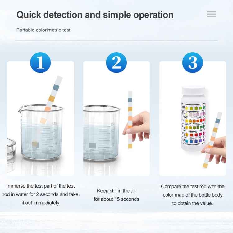 50pcs PH075 6 In 1 Residual Chlorine PH Water Quality Detector PH Test Paper, Package Random Delivery