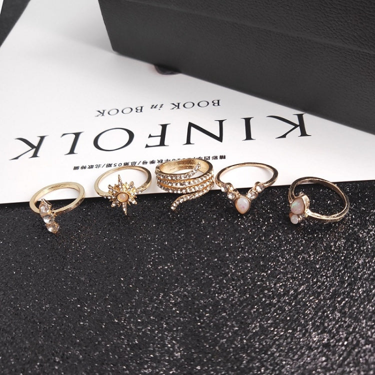 17pcs/set Bohemian Alloy Ring With Diamonds