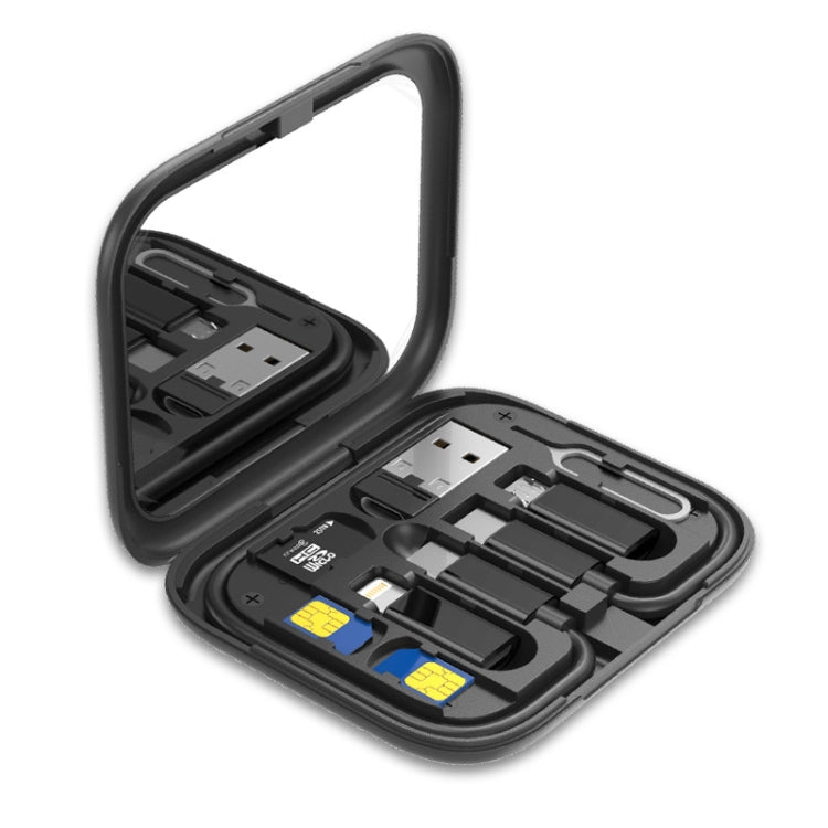 HE-C098 Multi-Functional USB Adapter Charging Cable Kit With Makeup Mirror & Phone Holder, HE-C098 Black, HE-C098 White