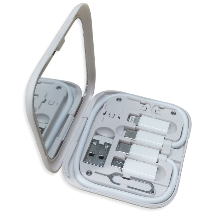 HE-C098 Multi-Functional USB Adapter Charging Cable Kit With Makeup Mirror & Phone Holder, HE-C098 Black, HE-C098 White
