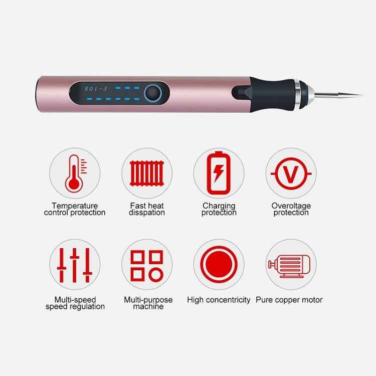 E108 59pcs/set Wireless Portable USB Rechargeable Mini Electric Drill Pen, Silver, Rose Gold