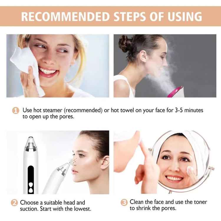Blackhead Remover Vacuum Pore Cleaner Facial Deep Cleaning Beauty Tools, Dry Battery(White), Dry Battery (Pink)