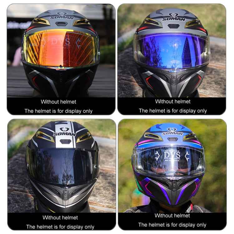 Motorcycle Helmet Lens with Anti-fog Spikes for SOMAN K1/K3SV/K5, Transparent REVO Red, Transparent REVO Purple, Transparent REVO Blue, Dark Tea Revo Red, Dark Tea Revo Blue, Tea Film Revo Purple Red Gold, Silver Plated, Dark Tea, Gold Flakes, Color Fi...