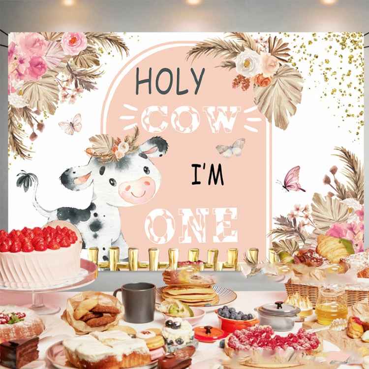 Dairy Cow 1st Birthday Party Decoration Banner Hanging Flag Background Cloth, 150x100cm, 180x110cm, 180x120cm, 210x150cm