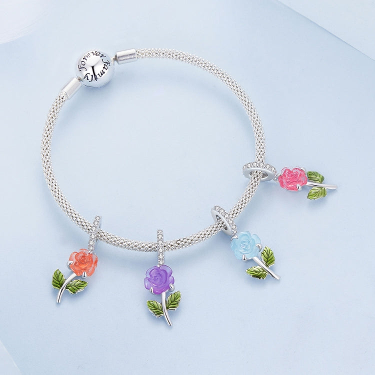 Sterling Silver Zircon Rose UV Color Changing Bead Accessory