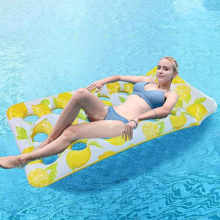 Inflatable Lemon Float Row Hole Water Bed Lounge Chair, 172 x 80cm Lemon