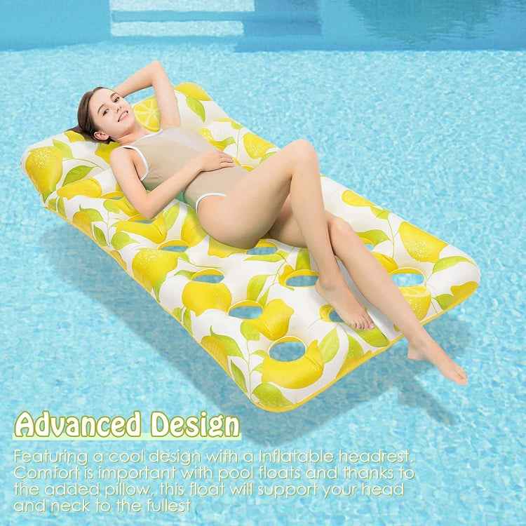 Inflatable Lemon Float Row Hole Water Bed Lounge Chair, 172 x 80cm Lemon