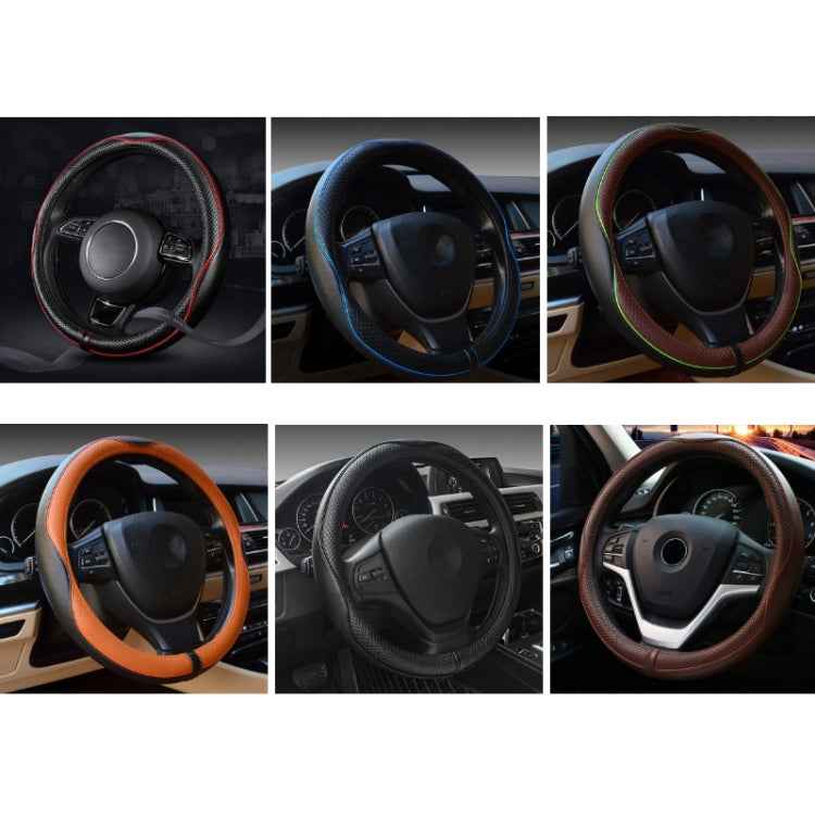 38cm Car Embossed Leather Steering Wheel Cover, Black Red, Black Blue, Dark Coffee, Black Light Coffee, All Black, All Coffee, D Type Black Red, D Type Black, D Type Black Coffee, D Type All Black, D Type All Coffee, D Type Black Light Coffee