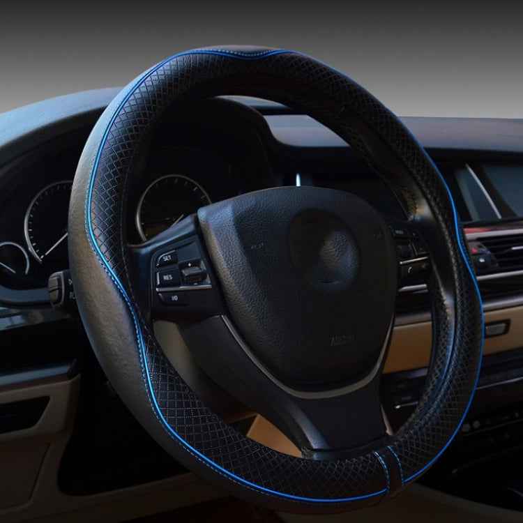 38cm Car Embossed Leather Steering Wheel Cover, Black Red, Black Blue, Dark Coffee, Black Light Coffee, All Black, All Coffee, D Type Black Red, D Type Black, D Type Black Coffee, D Type All Black, D Type All Coffee, D Type Black Light Coffee