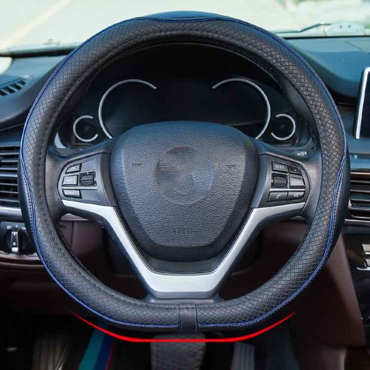 38cm Car Embossed Leather Steering Wheel Cover, Black Red, Black Blue, Dark Coffee, Black Light Coffee, All Black, All Coffee, D Type Black Red, D Type Black, D Type Black Coffee, D Type All Black, D Type All Coffee, D Type Black Light Coffee