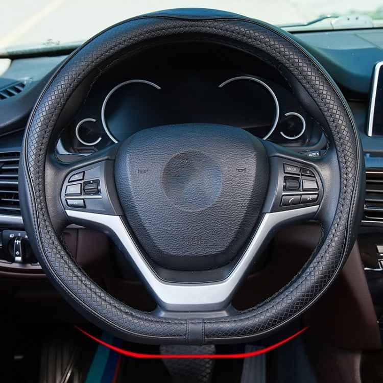 38cm Car Embossed Leather Steering Wheel Cover, Black Red, Black Blue, Dark Coffee, Black Light Coffee, All Black, All Coffee, D Type Black Red, D Type Black, D Type Black Coffee, D Type All Black, D Type All Coffee, D Type Black Light Coffee