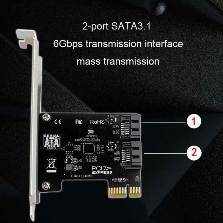 PCIE 2 Port SATA 3.0 Expansion Card 6Gbps Computer Desktop Chassis Conversion Card