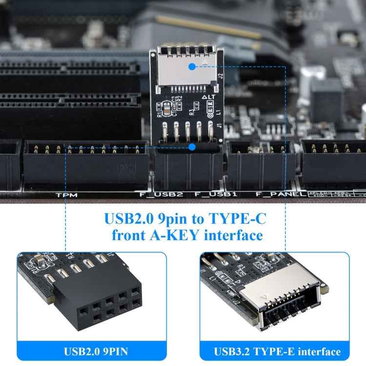 USB 2.0 Front Panel Header USB 9pin To USB 2.0 Type-E Internal Adapter